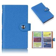 IGNPION Business Card Holder Name Card Wallet with Magnetic Press Stud (300 Cards Capacity) (Blue)