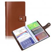 IGNPION Soft Leather Credit Card Business Card Holder Wallet Case Organsizer for Men and Women (90 Cards Capacity) (Brown)