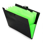 IGNPION Polyfile A4-Cartellina con chiusura a bottone, Busta Portadocumenti A4, Cartella Progetti (5 Tasche) (Nero)