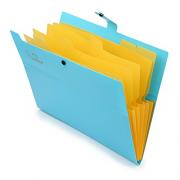 IGNPION Polyfile A4-Cartellina con chiusura a bottone, Busta Portadocumenti A4, Cartella Progetti (5 Tasche) (Blu)