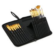 IGNPION 15 Pezzi Pennelli per Pittura Artistica Forniture Pennelli con Supporto per Acquerello, Olio, Acrilico, Argento